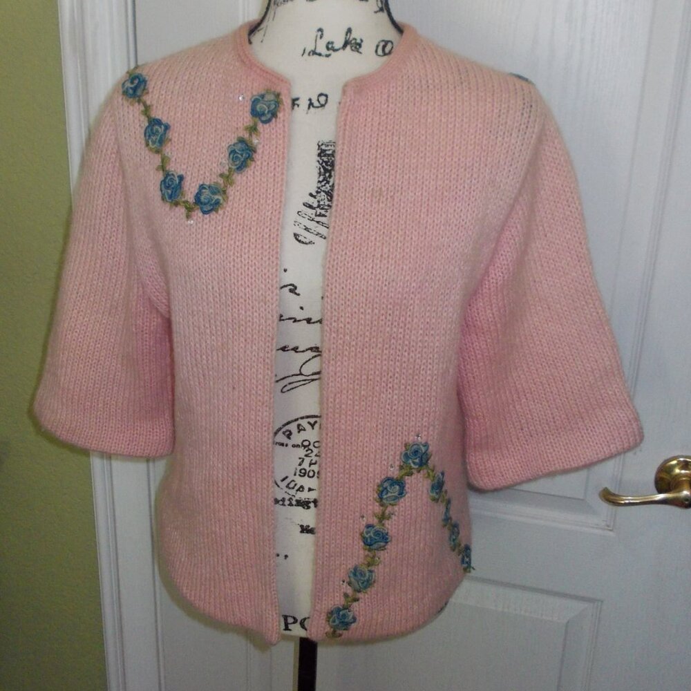 Vintage Ethel of Beverly Hills Pink Embellished Sweater